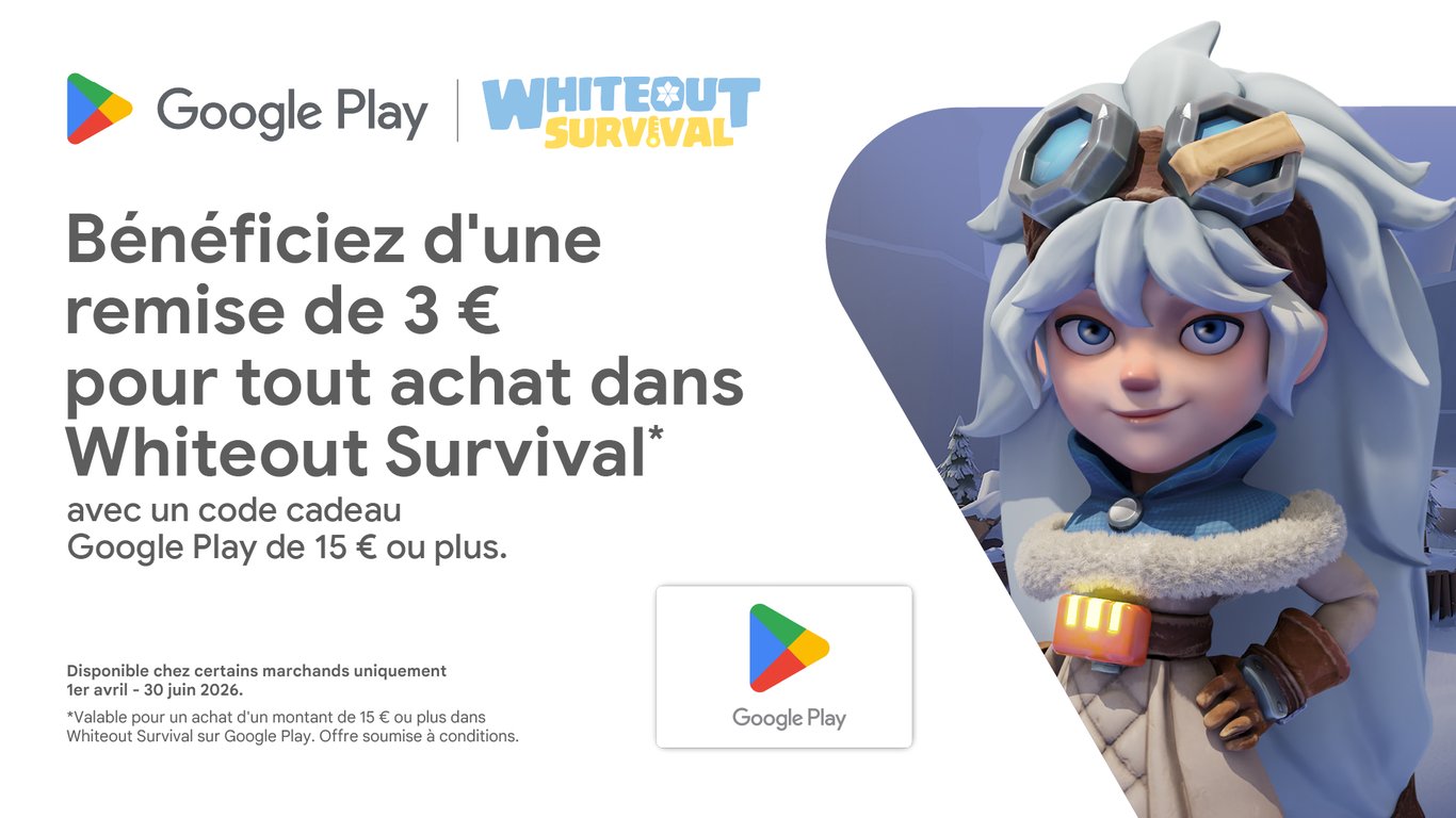 Avantage supplémentaire dans Whiteout Survival avec du crédit Google Play