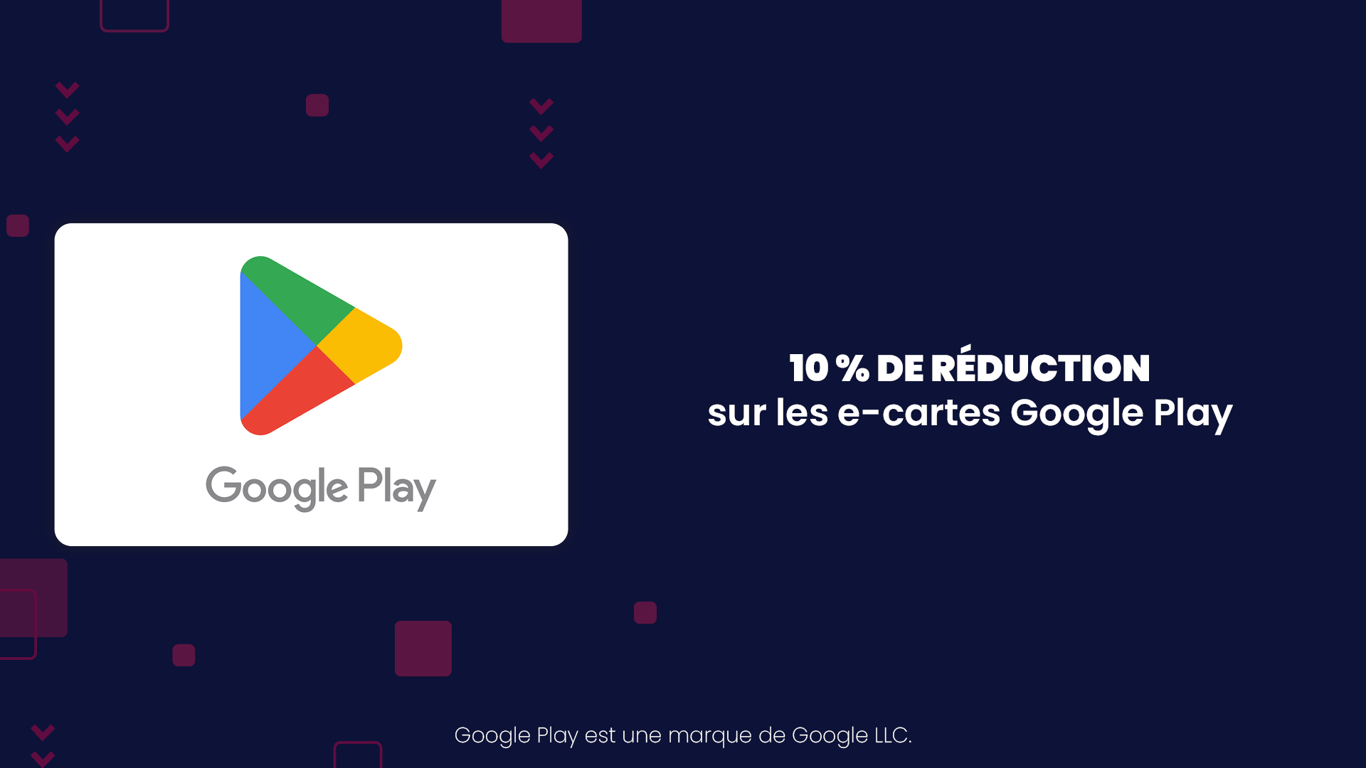 Profitez de 10 % de réduction sur les cartes Google Play