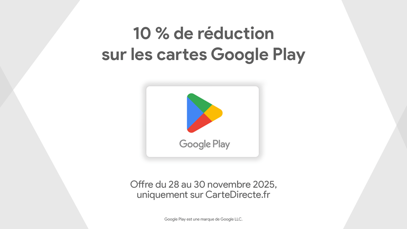 10 % de réduction sur les cartes Google Play ce week-end