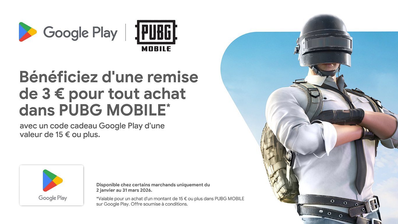 Avantage supplémentaire dans PUBG Mobile avec la carte Google Play